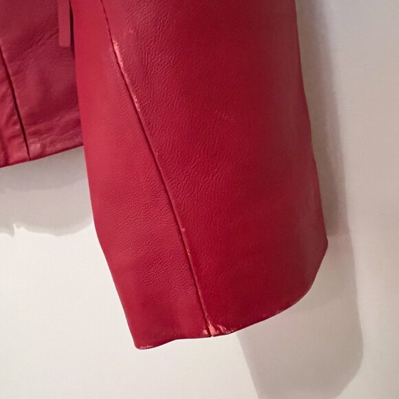 Red Leather Moto Jacket size M - Picture 6 of 13